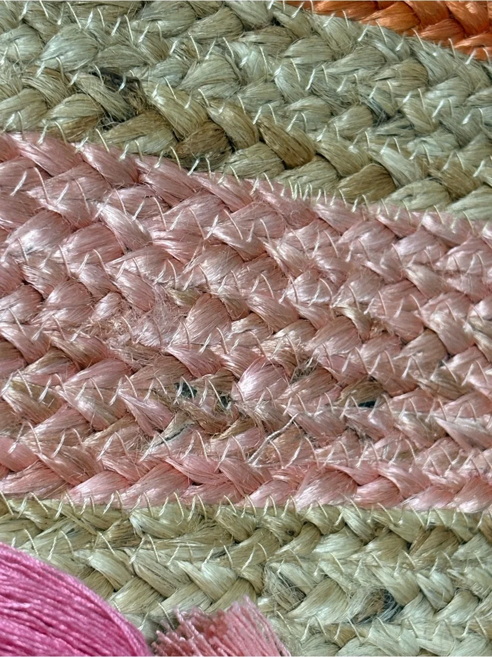 No Boundaries Pink, Peach & Orange Woven Cosmetic Pouch with Tassel